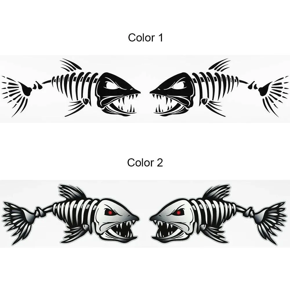 2 Pieces Fish Teeth Mouth Stickers Skeleton Fish Stickers Kayak Accessories Fishing Boat Canoe Kayak Graphics Accessories