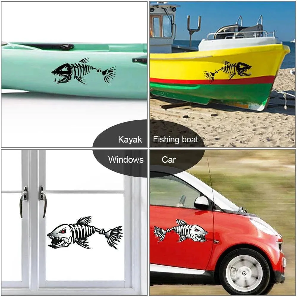 2 Pieces Fish Teeth Mouth Stickers Skeleton Fish Stickers Kayak Accessories Fishing Boat Canoe Kayak Graphics Accessories