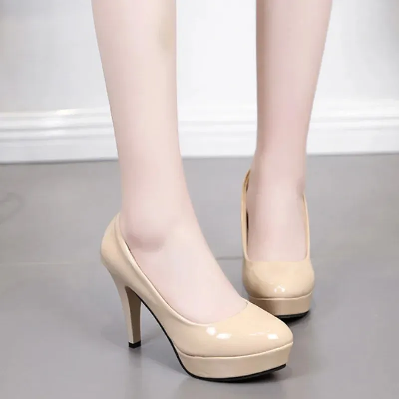 2024 Women's Pumps Fashion Round Toe Simple Solid Color Women's Shoes Autumn New Elegant Banquet Party Dress Women's Stilettos