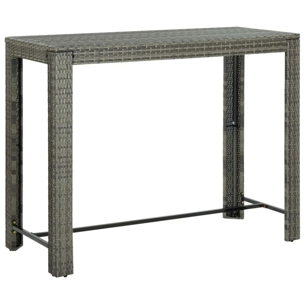 7 Piece Outdoor Bar Set with Armrest Poly Rattan Grey