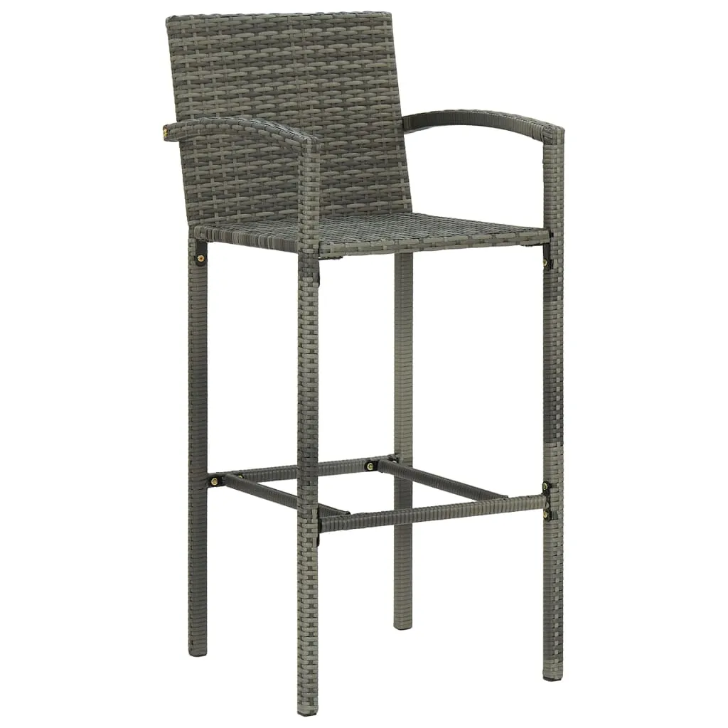 7 Piece Outdoor Bar Set with Armrest Poly Rattan Grey