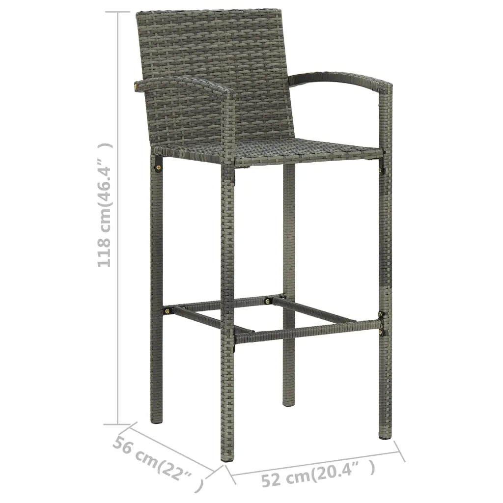 7 Piece Outdoor Bar Set with Armrest Poly Rattan Grey