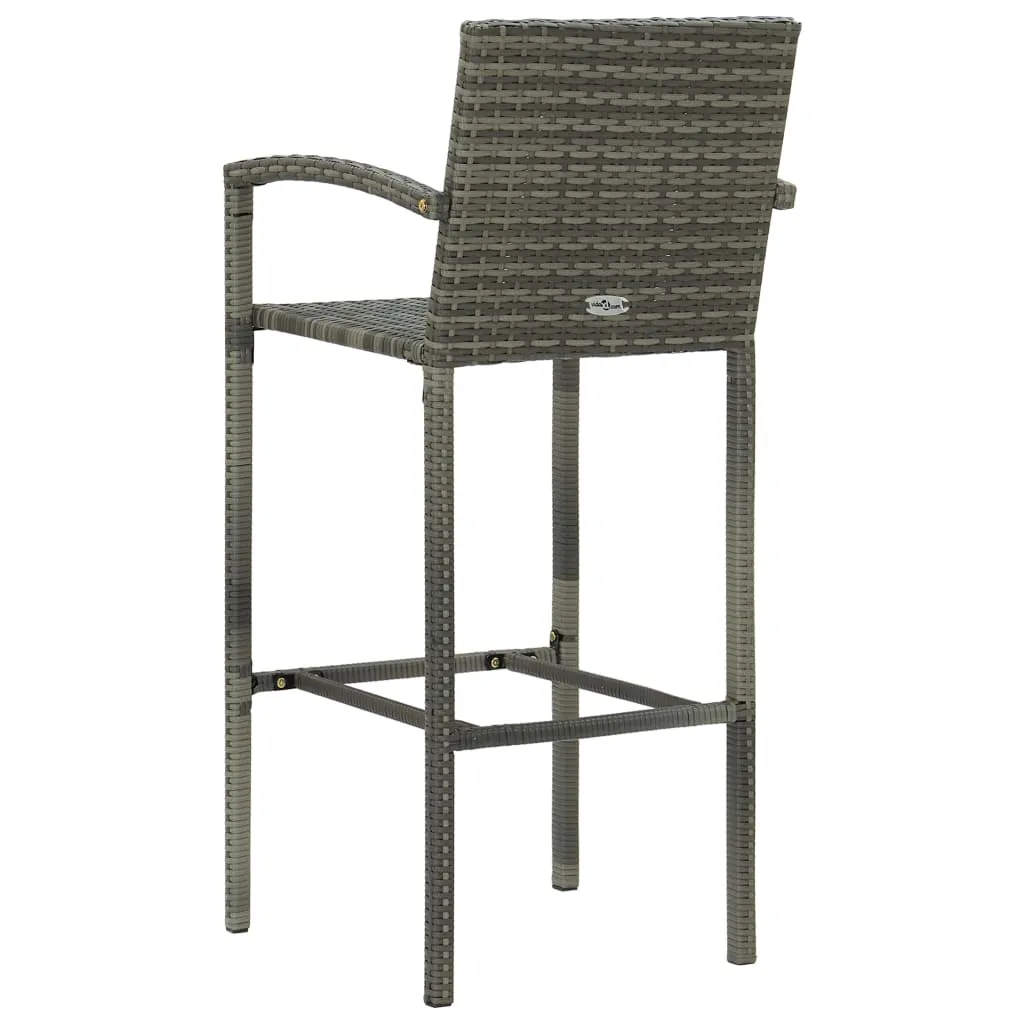 7 Piece Outdoor Bar Set with Armrest Poly Rattan Grey