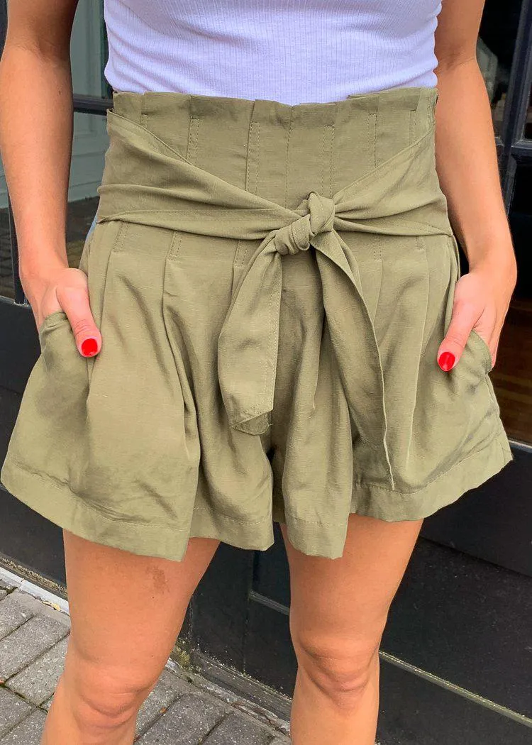 ASTR The Label Marika Belted Shorts-Olive