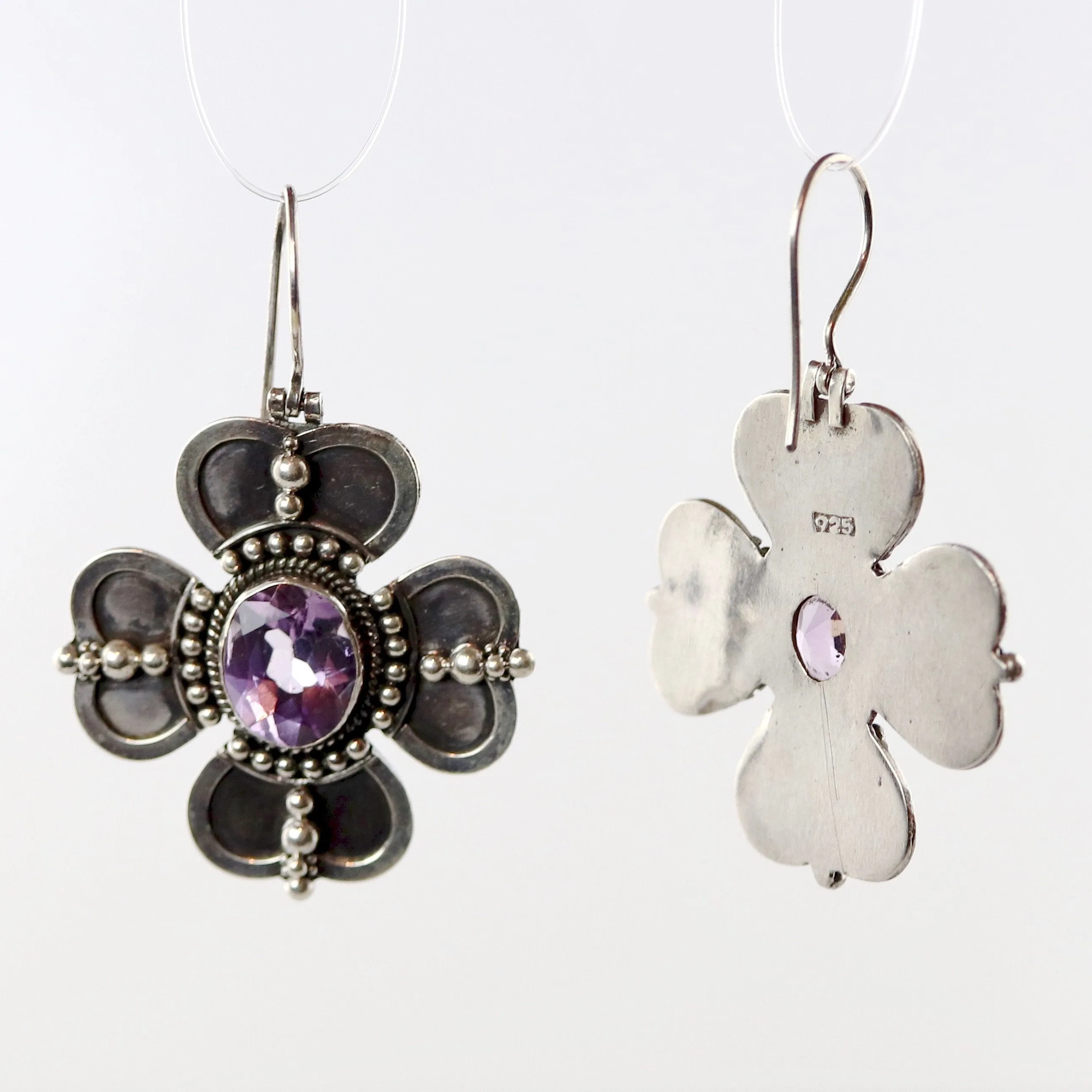 Celtic Clover Amethyst Earrings