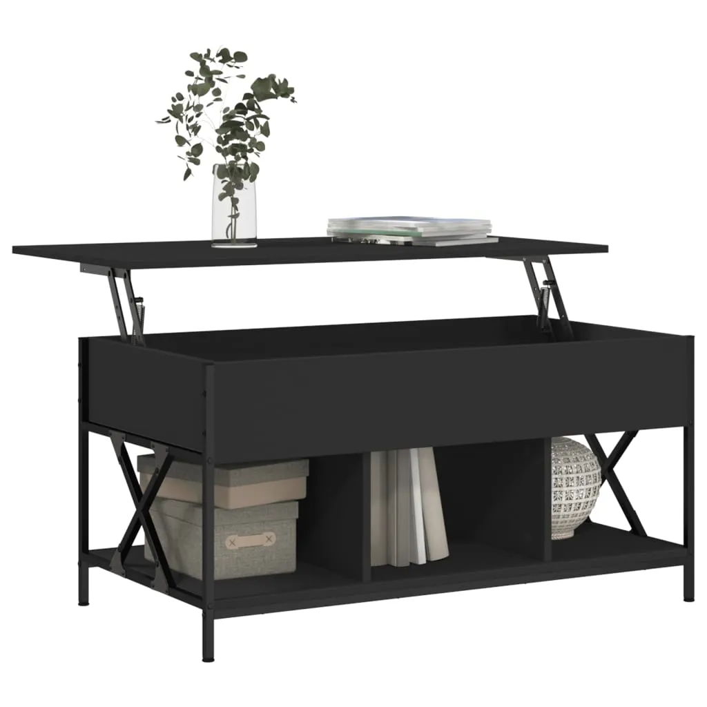 Coffee Table Black 100x55x50 cm Engineered Wood and Metal