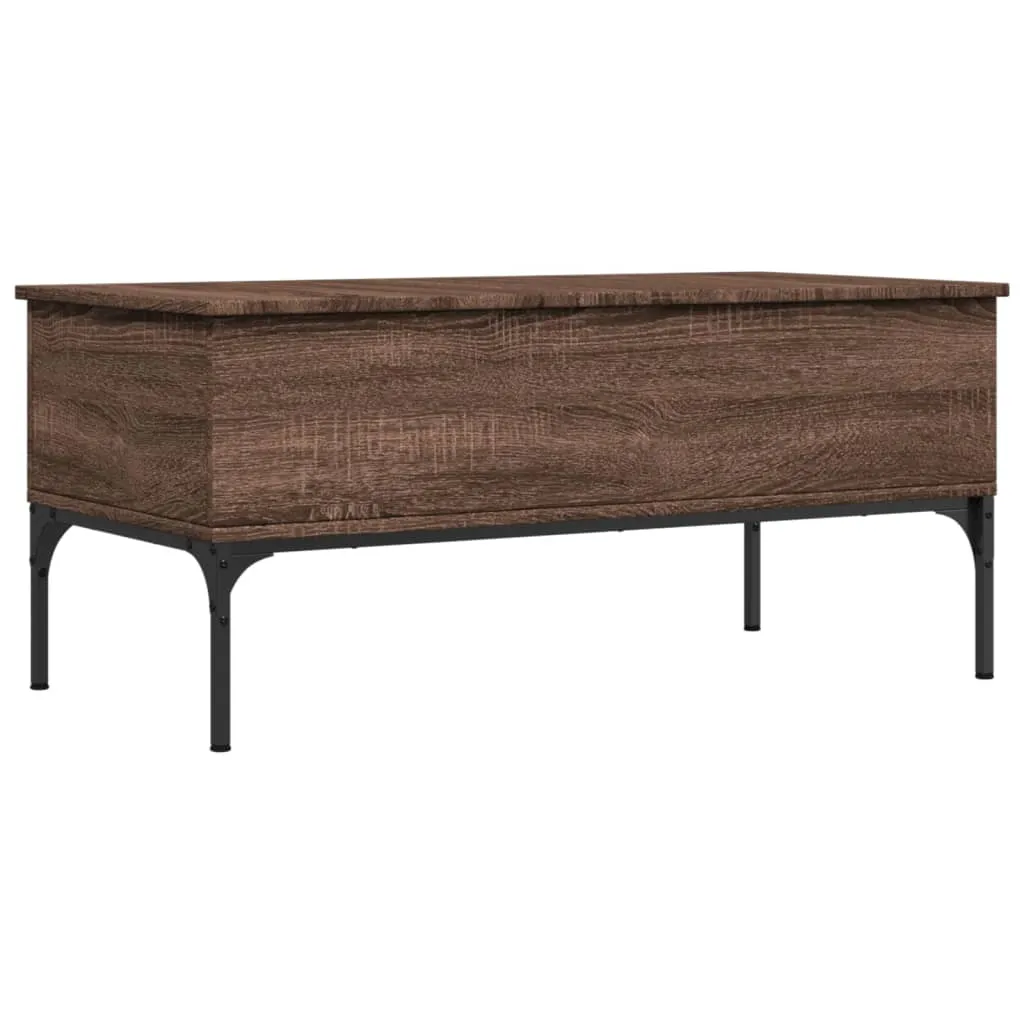 Coffee Table Brown Oak 100x50x45 cm Engineered Wood and Metal