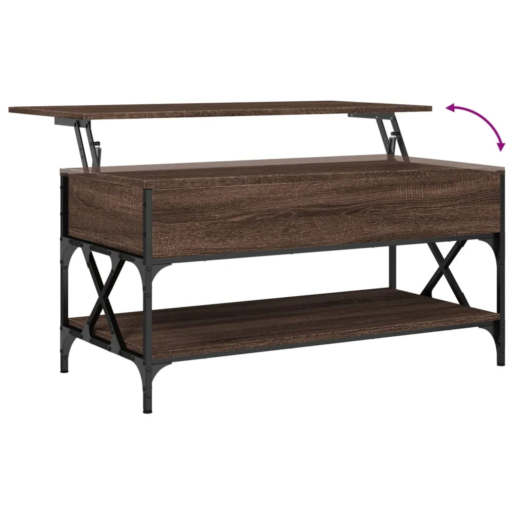 Coffee Table Brown Oak 100x50x50 cm Engineered Wood and Metal