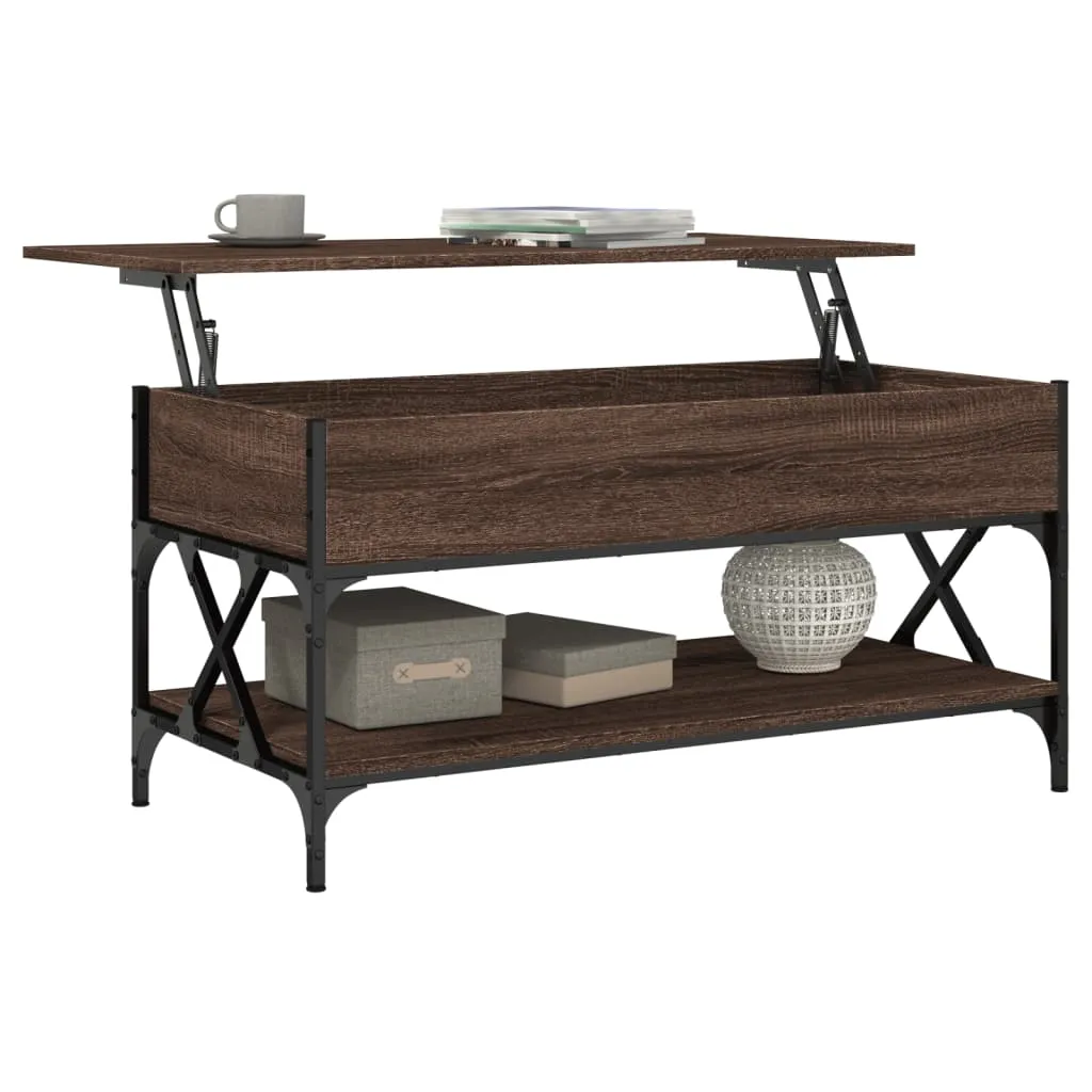 Coffee Table Brown Oak 100x50x50 cm Engineered Wood and Metal