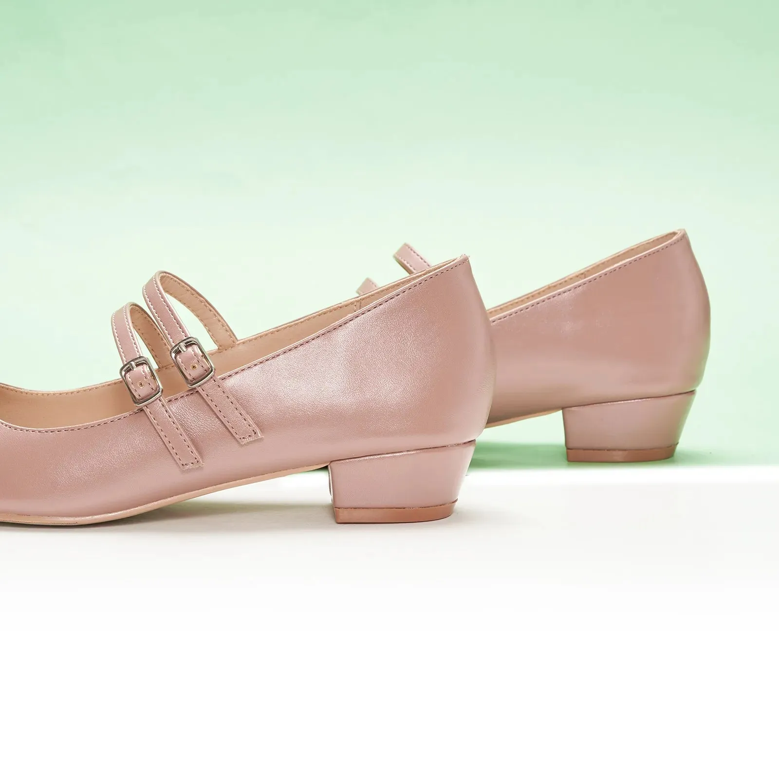 Double-Strap Block Heel (Alva) Pink