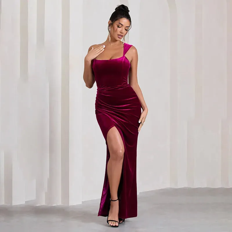 DressBetty - 2024 Strapless Sleeveless Thigh High Split Sexy Maxi Dress