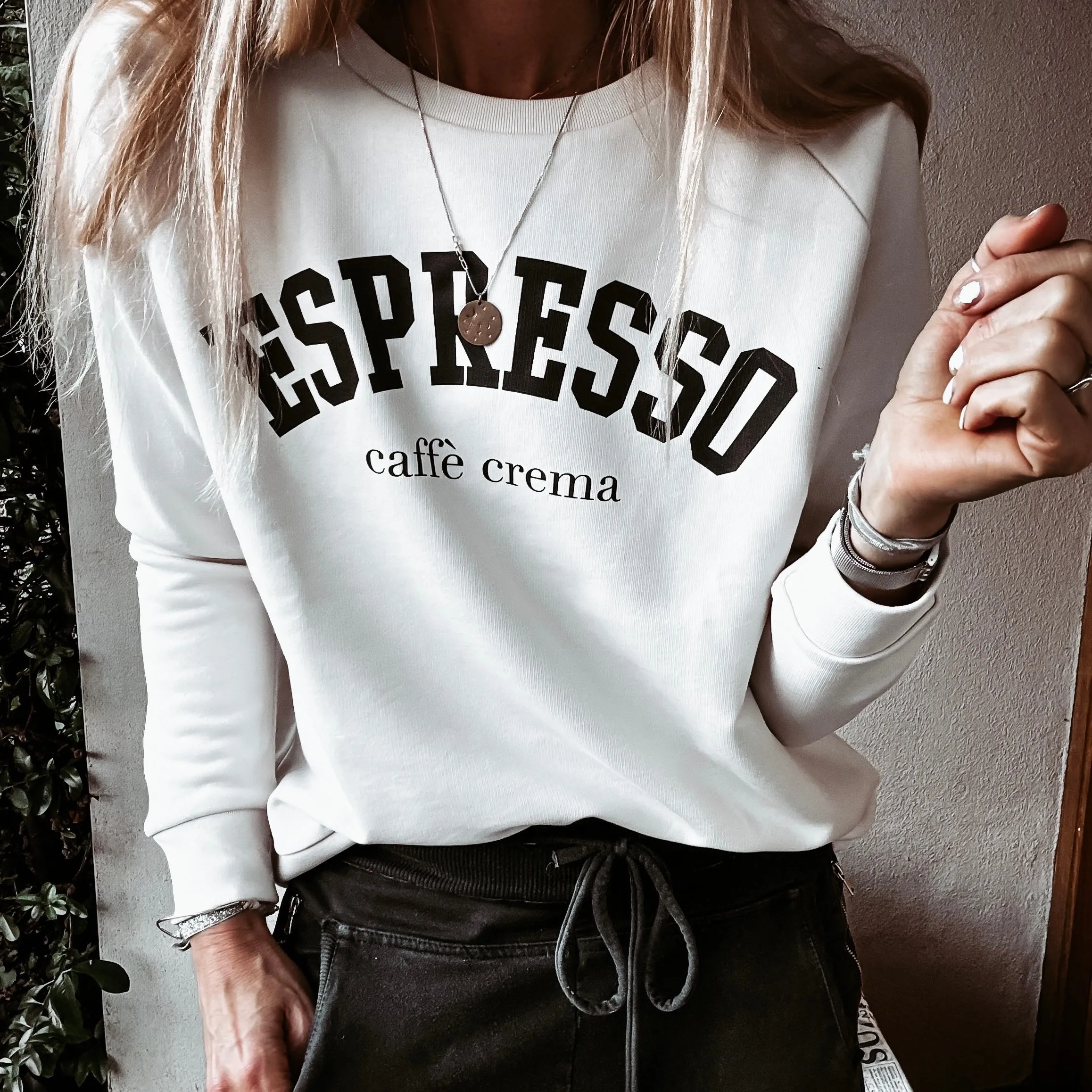 ESPRESSO vintage white (cream) sweatshirt *relaxed style* NEW