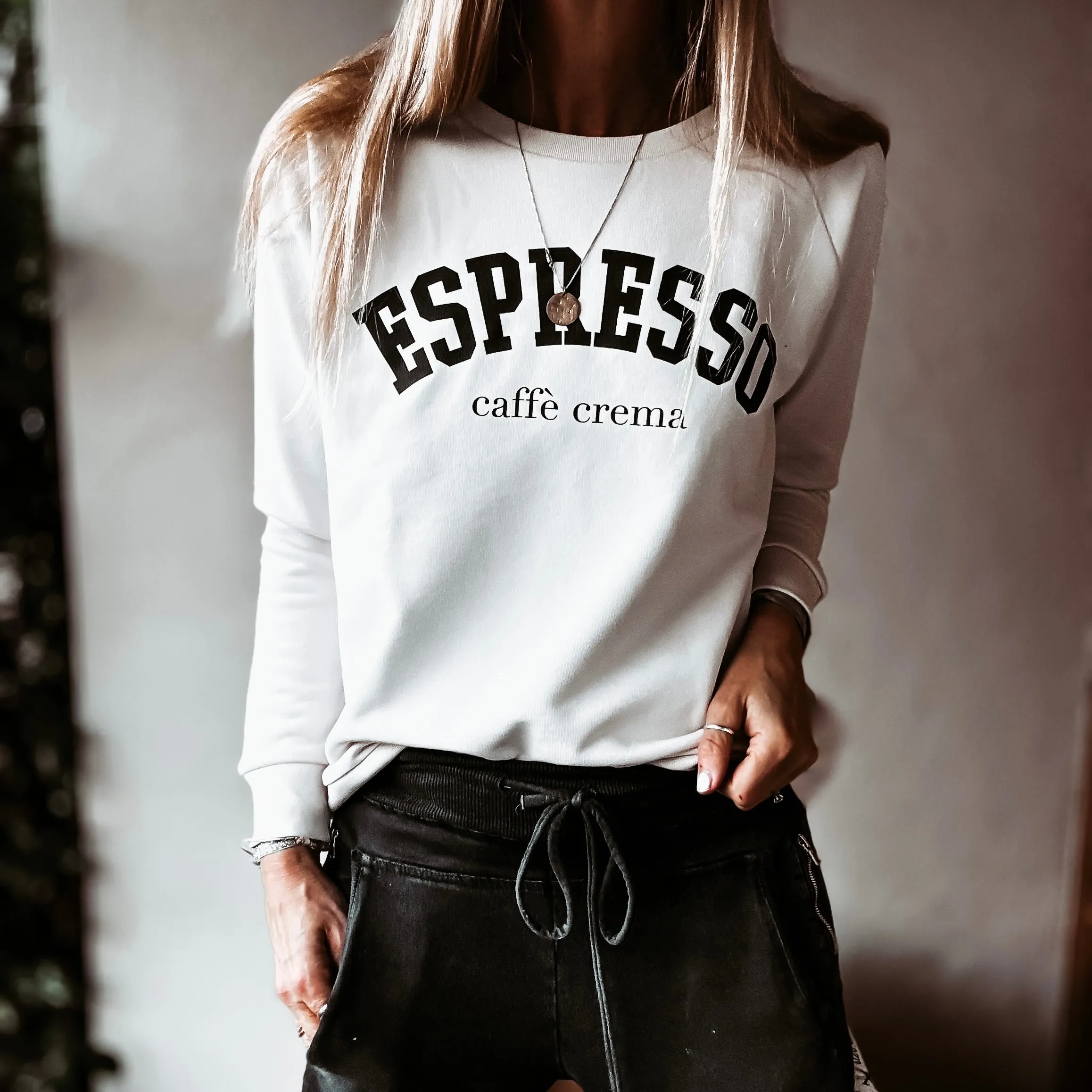 ESPRESSO vintage white (cream) sweatshirt *relaxed style* NEW