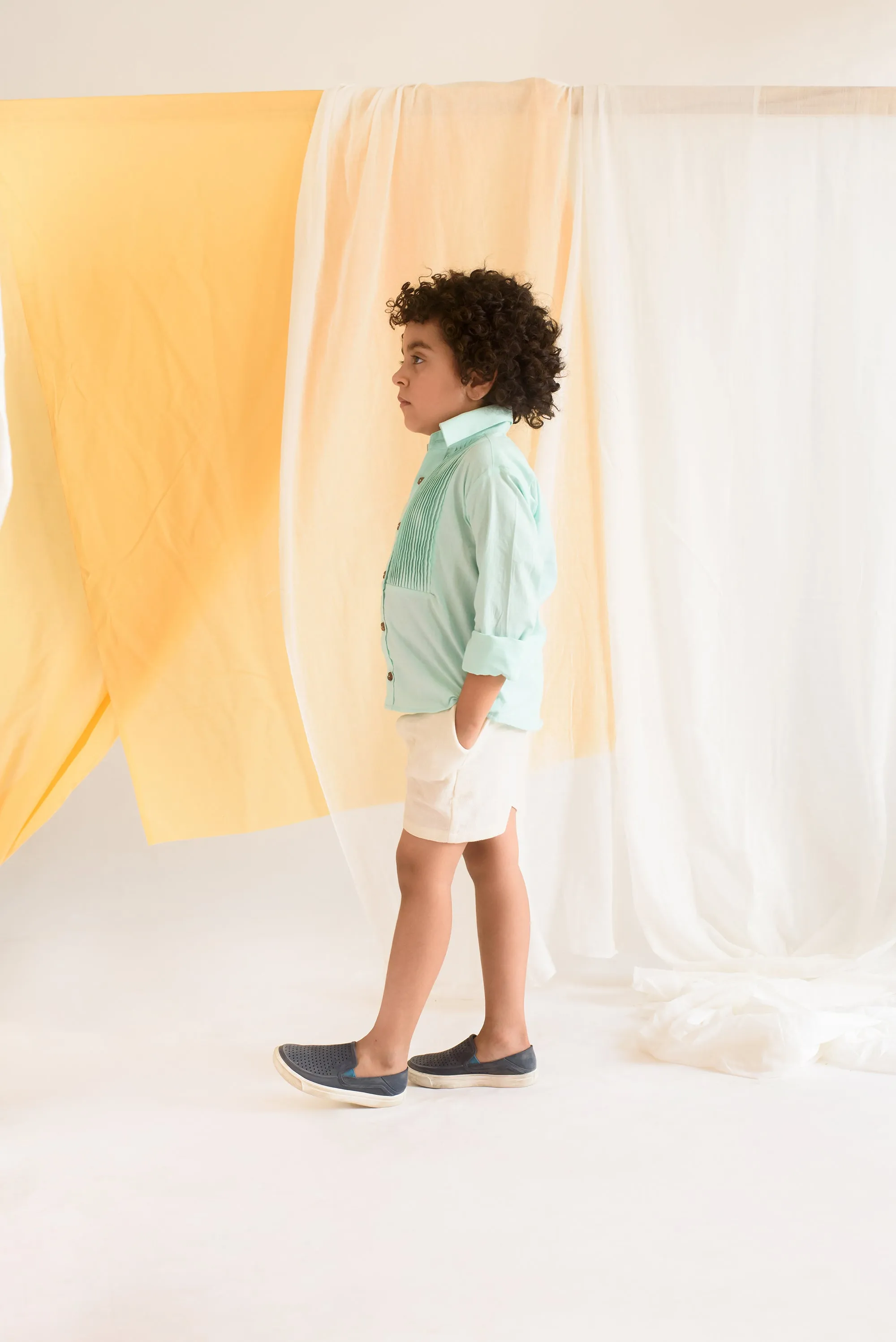 Everyday Eden- Organic Cotton Pin Tucks Shirt For Boys