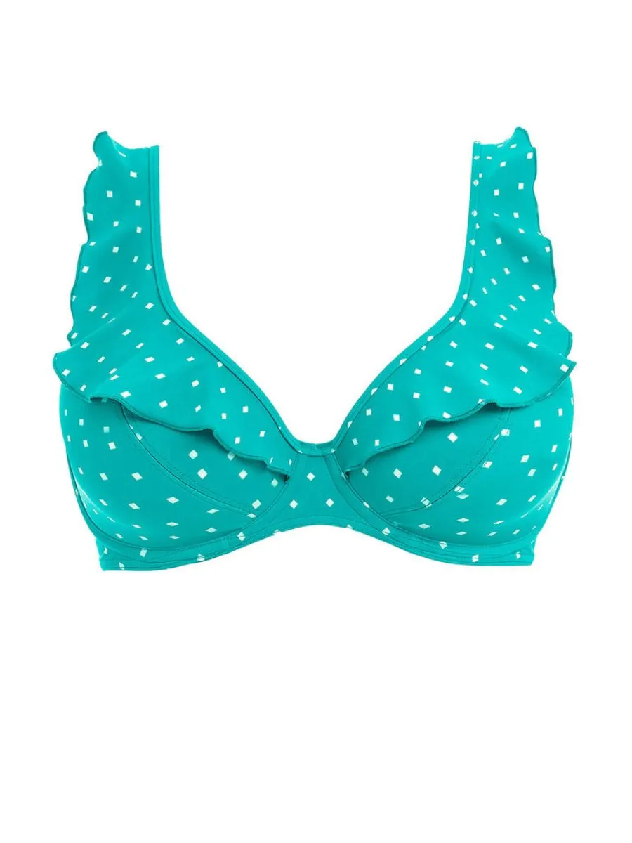 Jewel Cove High Apex Bikini Top - Marine