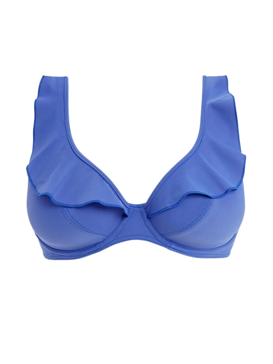 Jewel Cove High Apex Bikini Top - Plain Azure