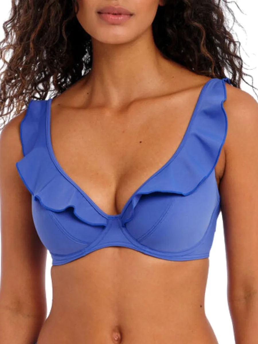 Jewel Cove High Apex Bikini Top - Plain Azure