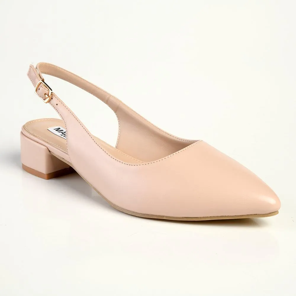 Madison Bellarose Low Block Heel Slingback Sandal - Nude