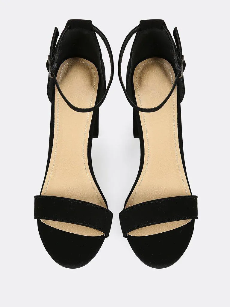 Open Toe Dressy Sandal with Thin Ankle Cuff BLACK