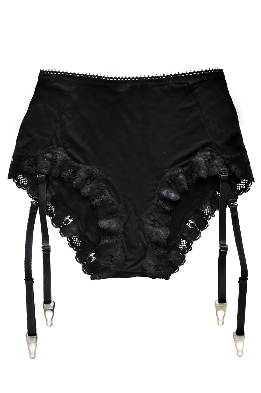 Orion High Waist Garter Short in Black Tencel Modal Jersey