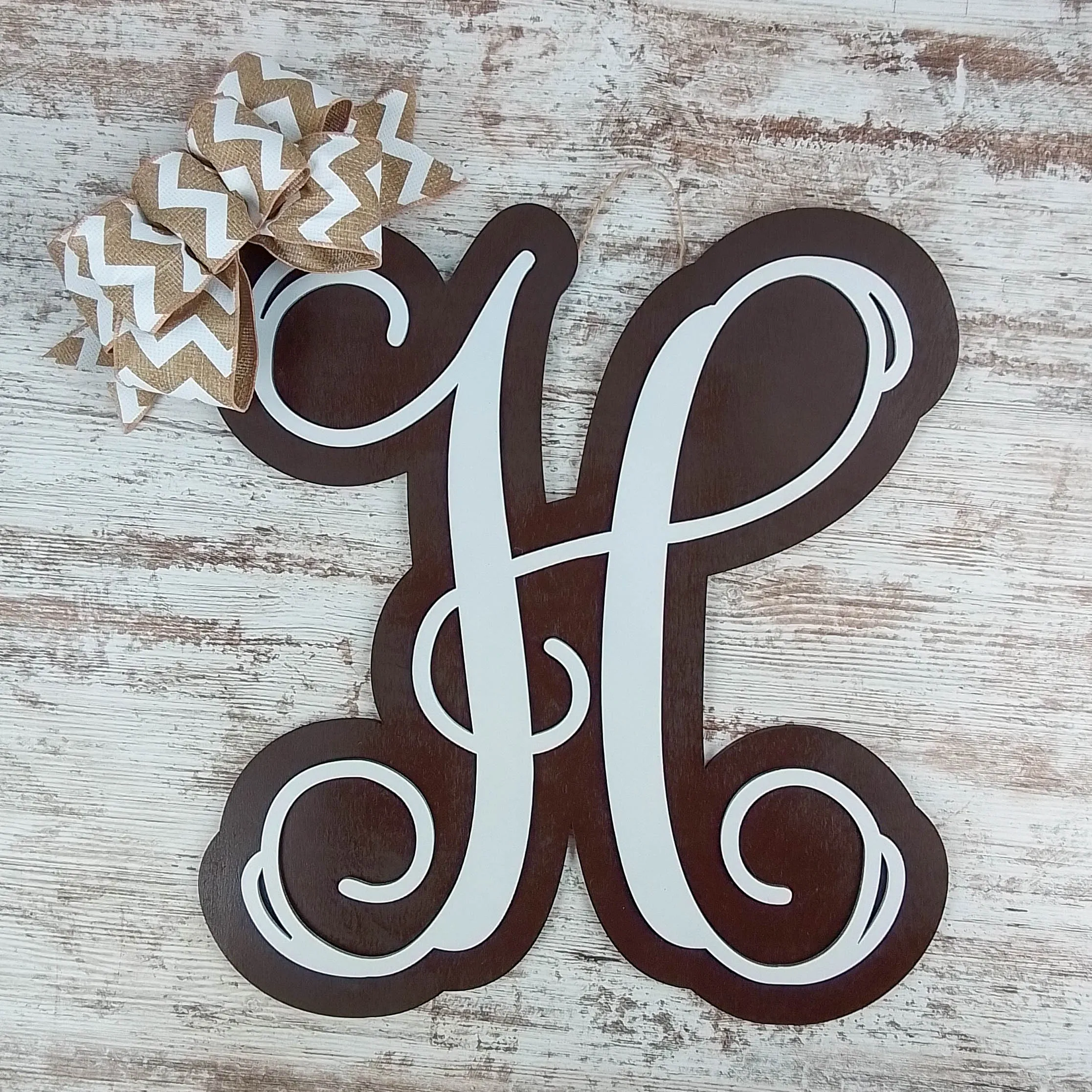 Personalized Door Hanger, Birch Wood Monogram Letter, Indoor/Outdoor Decorative Sign