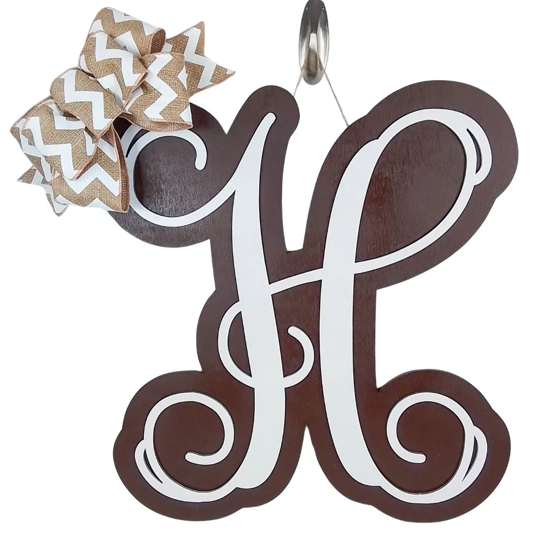 Personalized Door Hanger, Birch Wood Monogram Letter, Indoor/Outdoor Decorative Sign