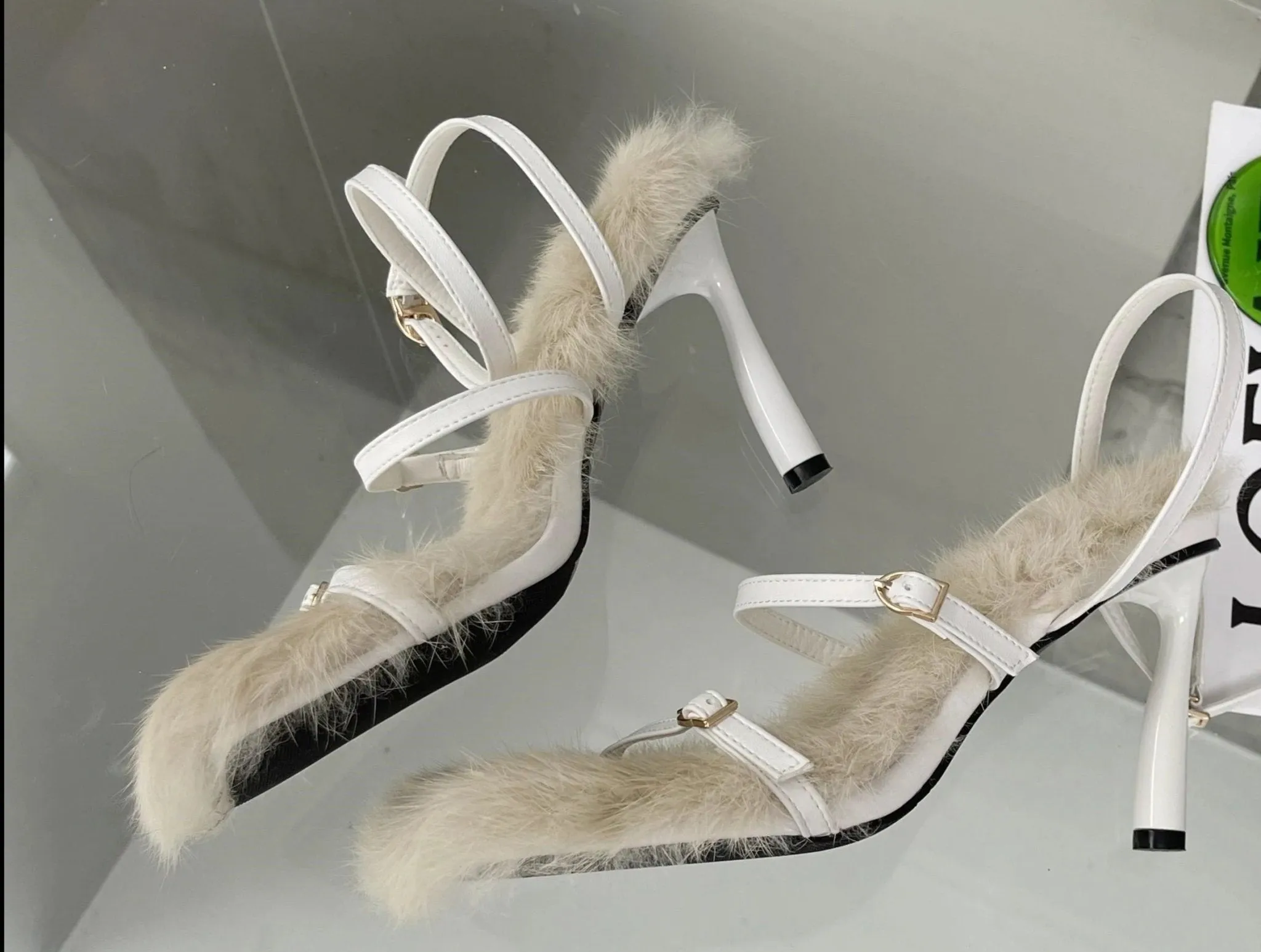 Pre Order:  Plush Fur High Heels Sandals