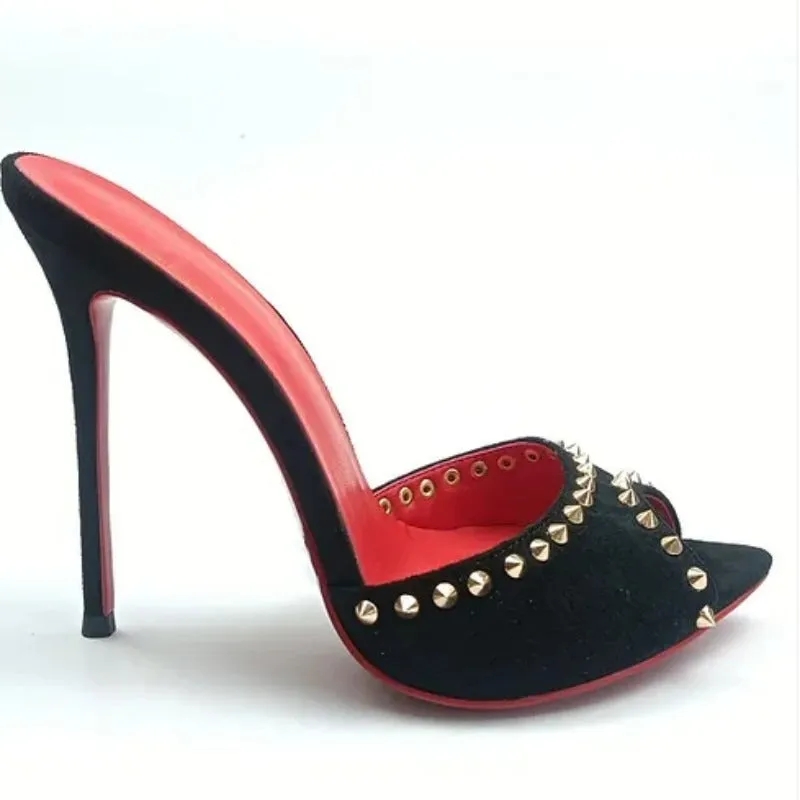 Pre Order: Rivet Fish Mouth Stiletto Sandals