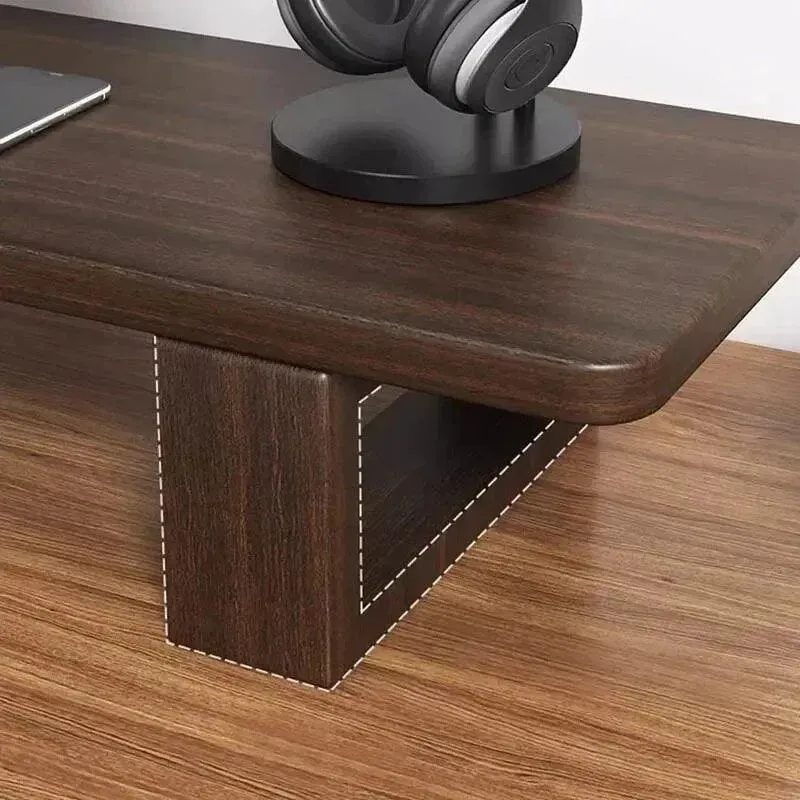 Wooden Twist Walnut Monitor Stand - Modern Desktop Riser, Monitor Raised Shelf Screen Support Stand Office Laptop Cooling Storage Holders