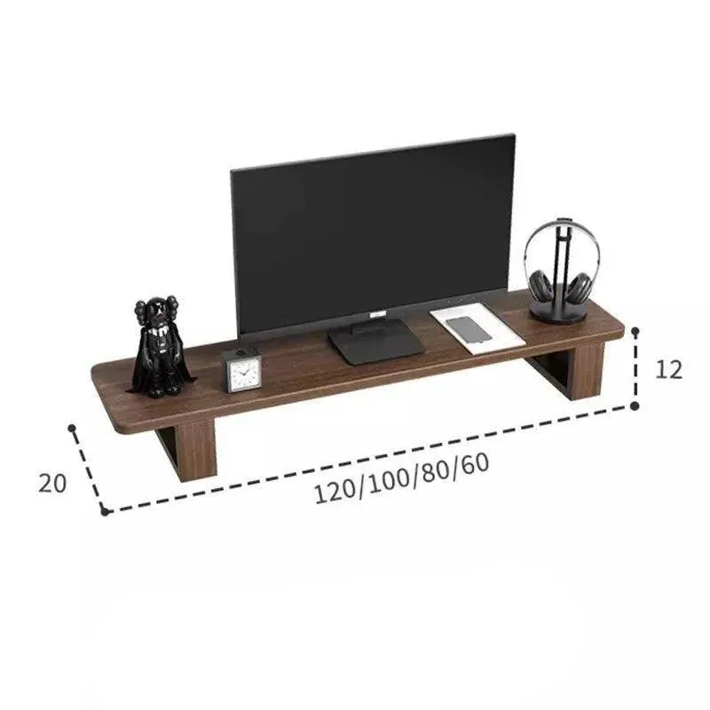 Wooden Twist Walnut Monitor Stand - Modern Desktop Riser, Monitor Raised Shelf Screen Support Stand Office Laptop Cooling Storage Holders